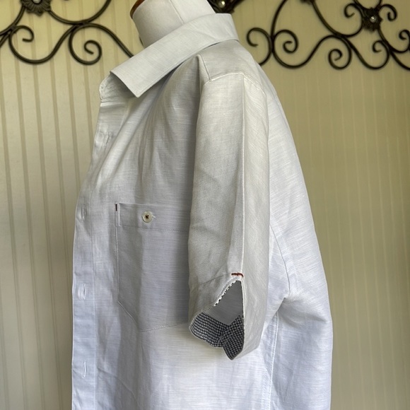 Ted Baker Grey Short Sleeve Button Down w/ Front Pocket Shirt size 3 - Picture 10 of 12